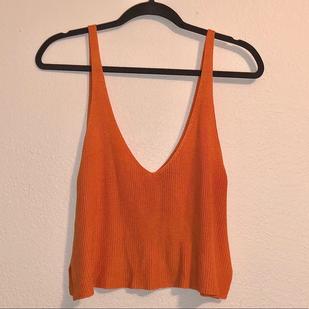 Ribbed Orange Tank Top